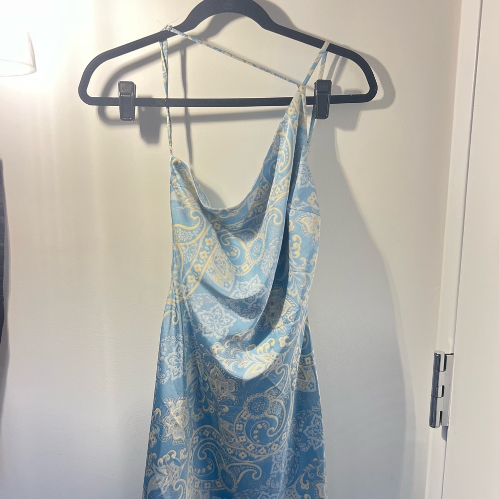 Boutique Asymmetrical Neckline Full Length Slip Dress